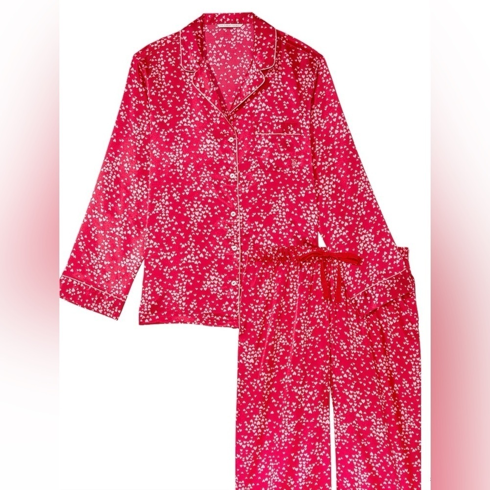 Victoria Secret red with hearts satin pyjamas